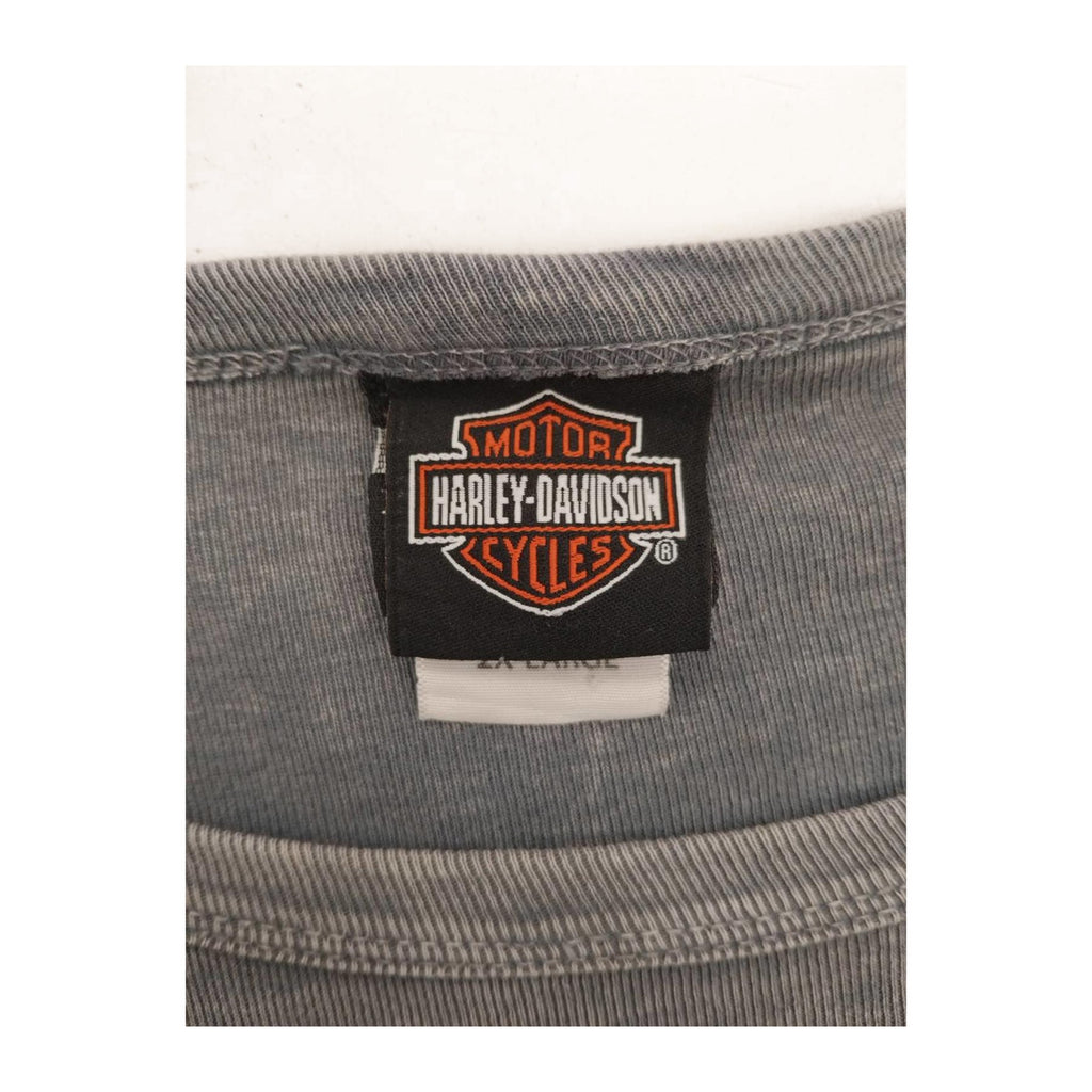 Harley Davidson Y2K Filigree Logo Long Sleeve T Shirt Grey 2XL