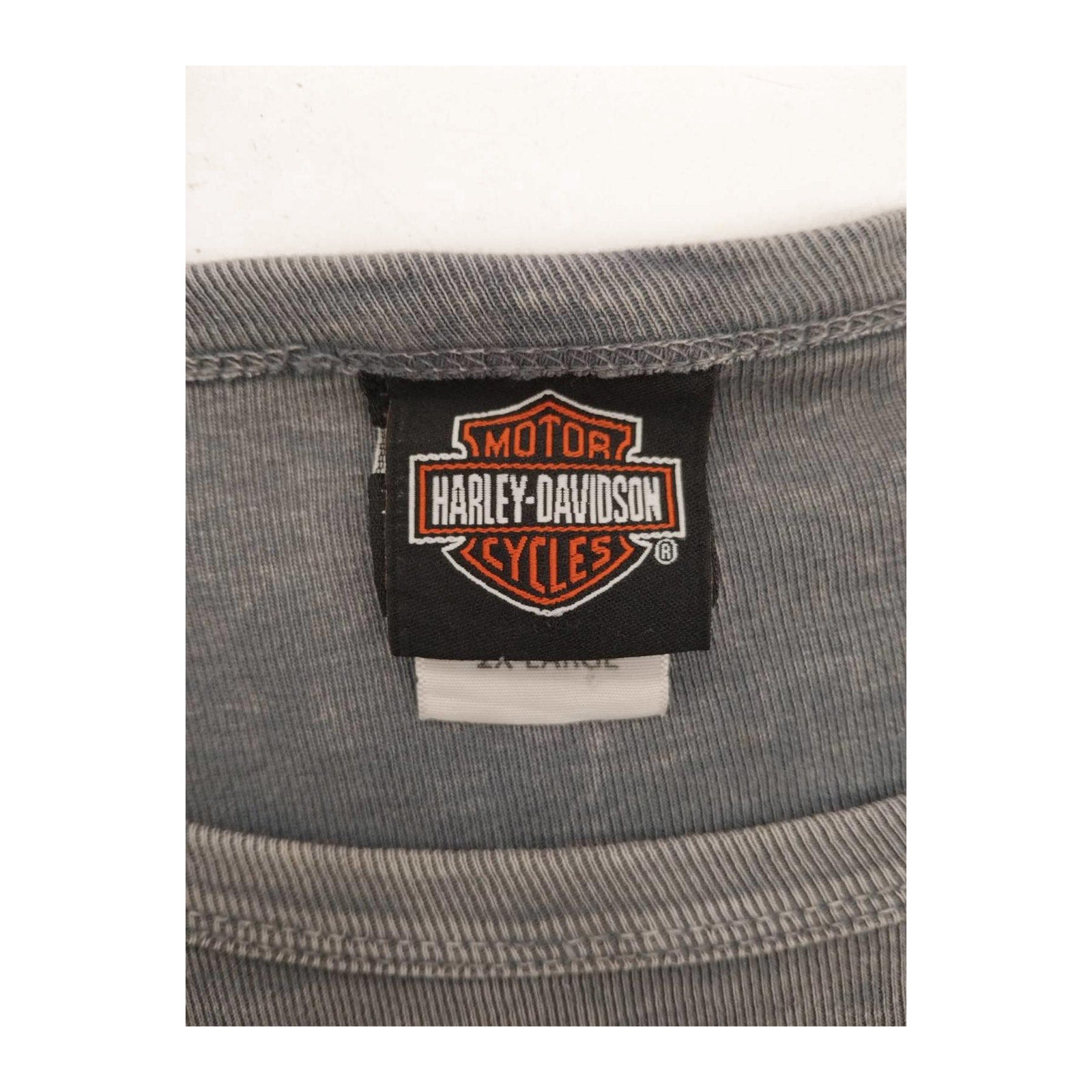 Harley Davidson Y2K Filigree Logo Long Sleeve T Shirt Grey 2XL