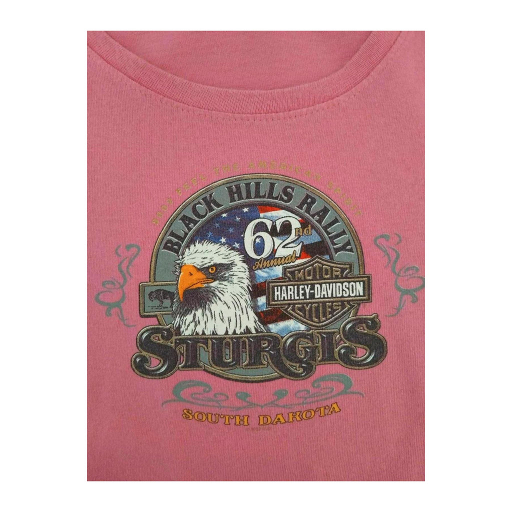 Vintage Harley Davidson Women's 62 Sturgis Rally Deadwood Run T Shirt Pink XL