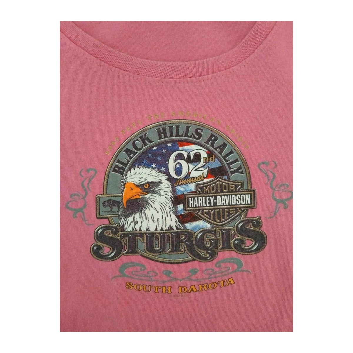 Vintage Harley Davidson Women's 62 Sturgis Rally Deadwood Run T Shirt Pink XL