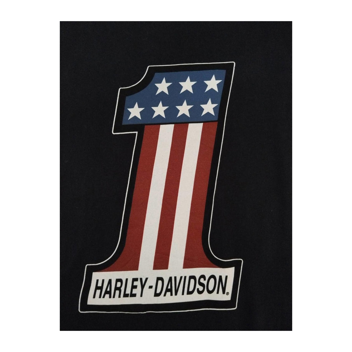 Vintage Harley Davidson Women's USA 1 Flag Short Sleeve T Shirt Black L