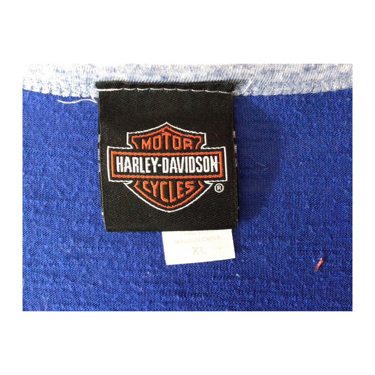 Harley Davidson Women's Bedazzled Western Logo Long Sleeve Baseball Style T Shirt Blue XL