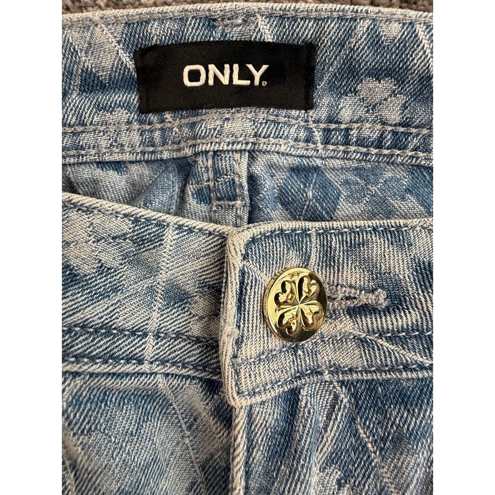 Only Japan Vintage Y2K Clover Print Straight Leg Denim Jeans 10