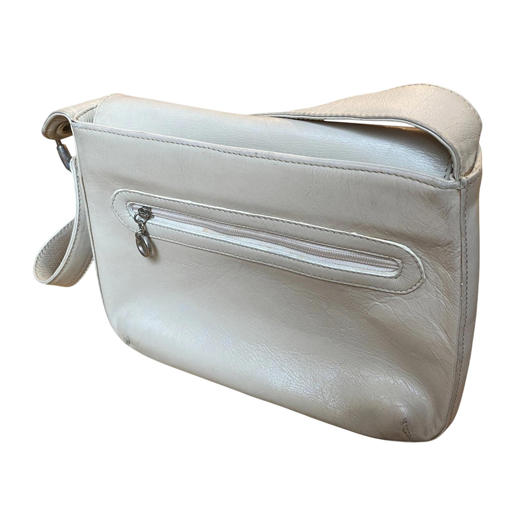 Japanese 90s Vintage Leather Shoulder Bag Beige
