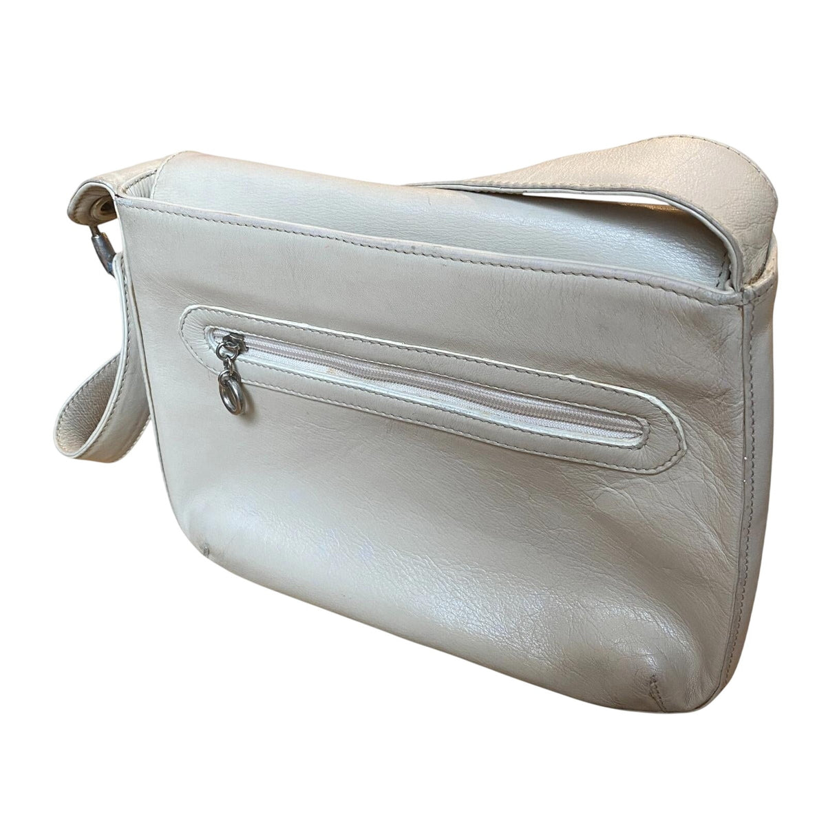 Japanese 90s Vintage Leather Shoulder Bag Beige