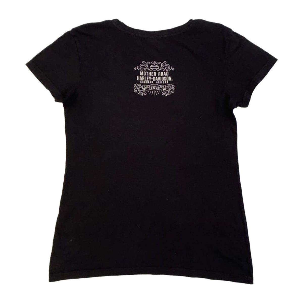 Vintage Harley Davidson Women's Skull Logo Mother Road T Shirt Black M