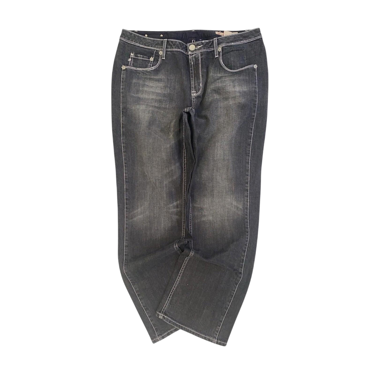 SEVEN7 Women's Y2K Contrast Stitch Bootcut Denim Jeans Black US16