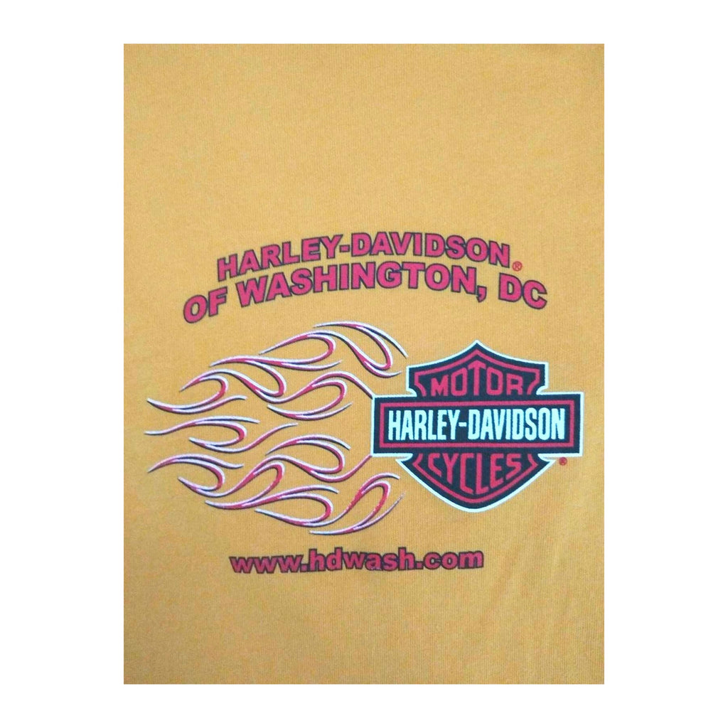 Harley Davidson Women's Short Sleeve V Neck T Shirt Yellow XL