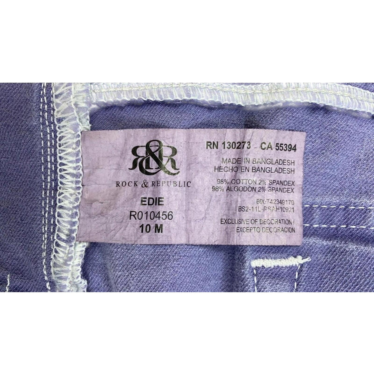 Rock & Republic Women's Edie Micro Flare Denim Lavender Y2K Vintage UK10