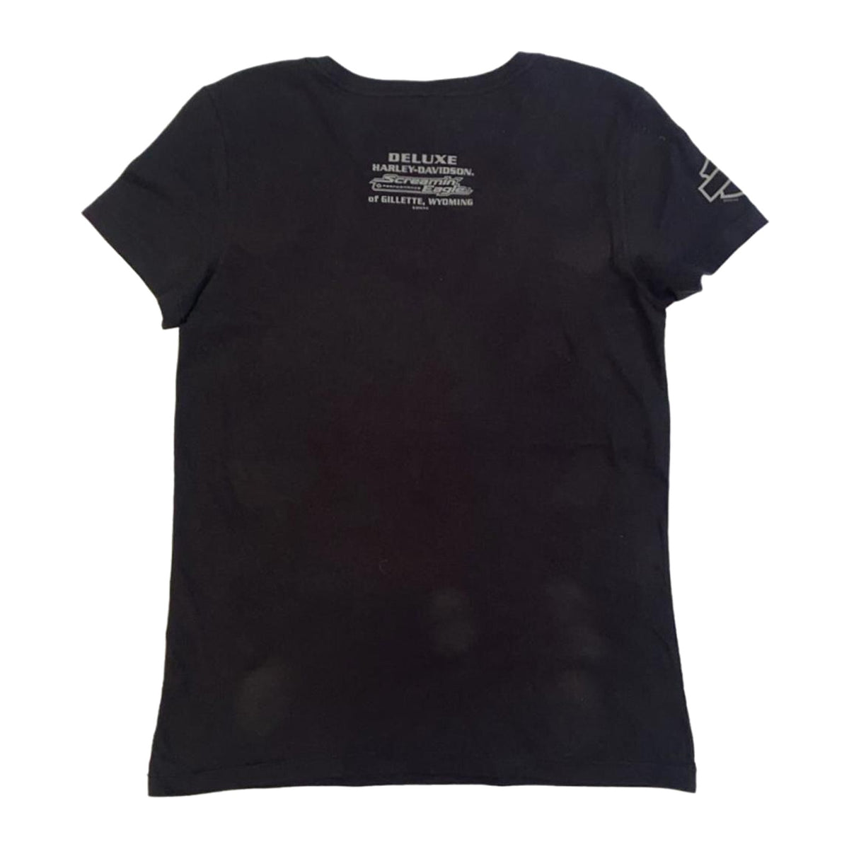Vintage Harley Davidson Women's Screamin Eagle V Neck T Shirt Black M