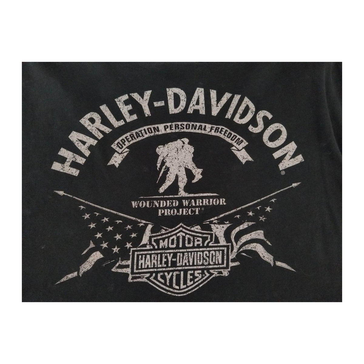 Vintage Harley Davidson Women's Wounded Warrior Short Sleeve T Shirt Black 2XL