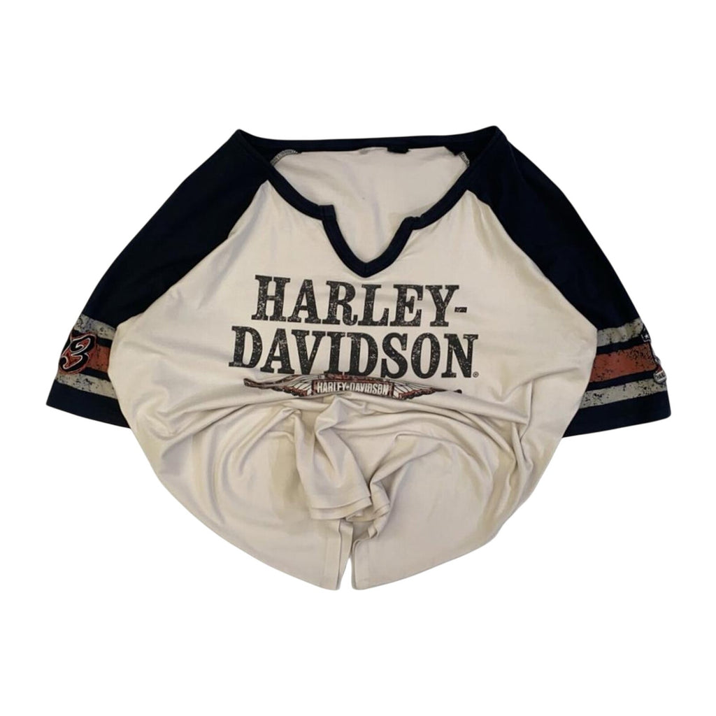 Harley Davidson Women's Baseball Style T Shirt White 2XL