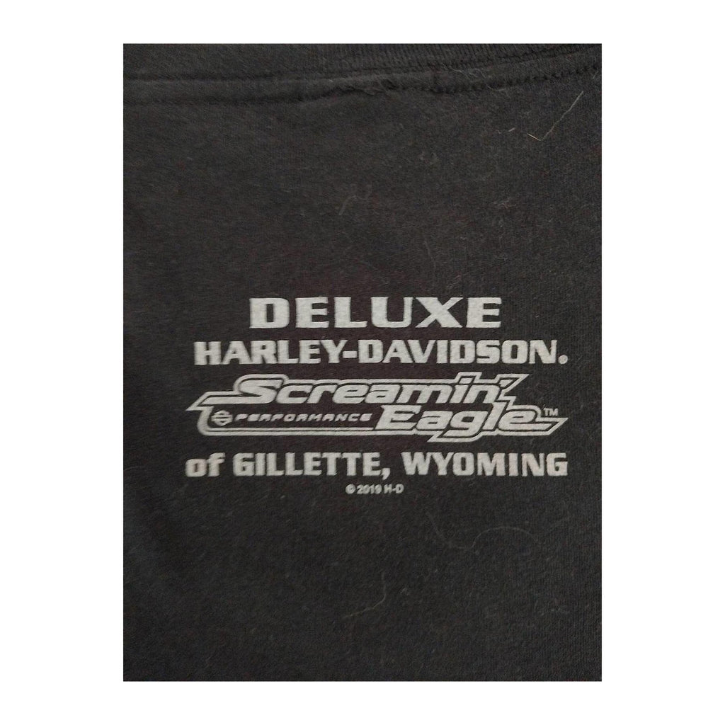 Vintage Harley Davidson Women's Screamin Eagle V Neck T Shirt Black M