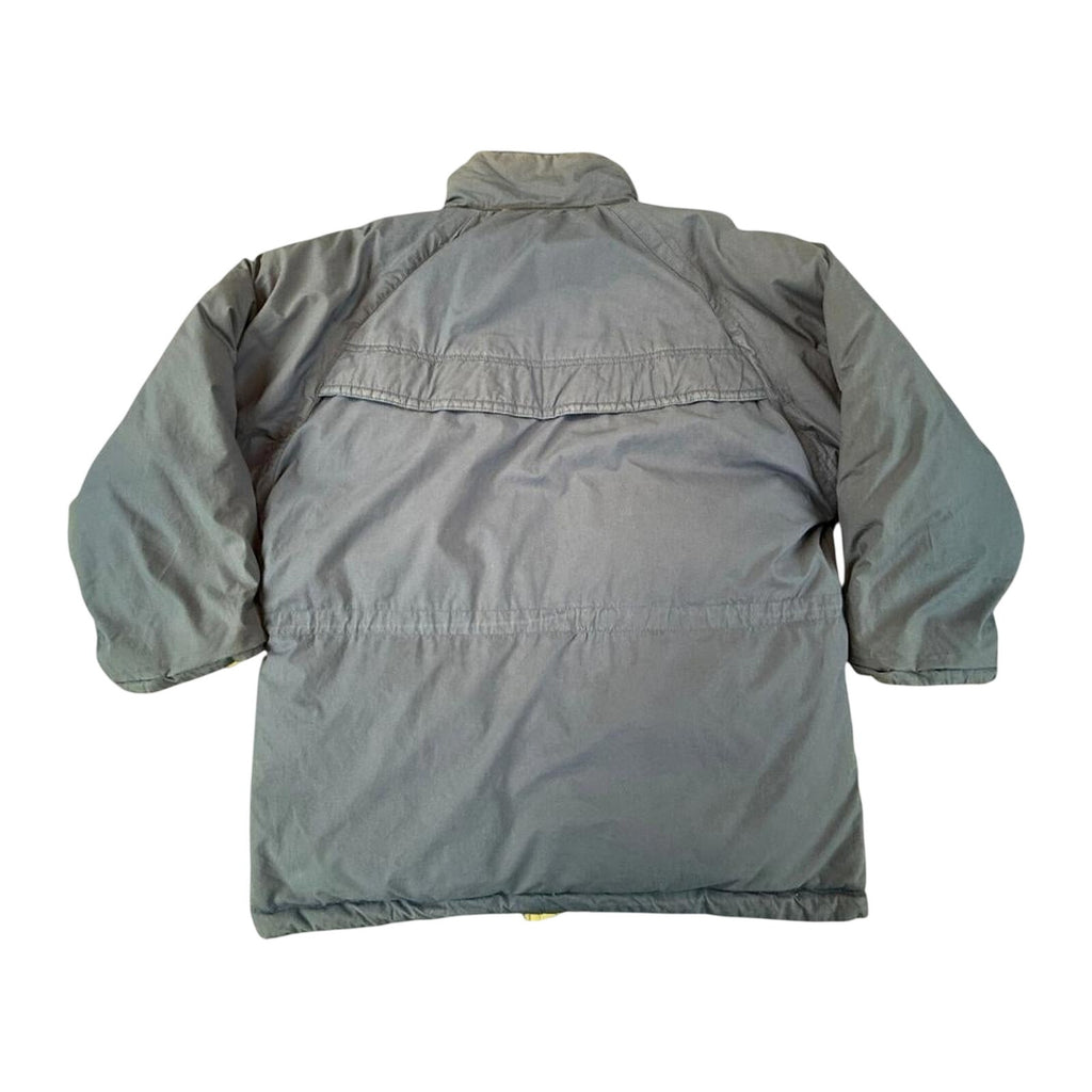 Goose Down Jacket Quilted Heavy Winter Vintage 1980's Coat Blue L