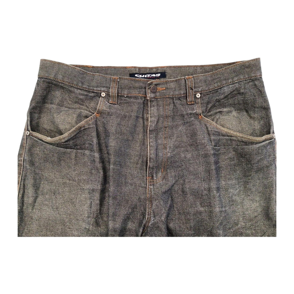 CYGAS Straight Jeans Metallic Cotton Blend Grey Mens W38 L34