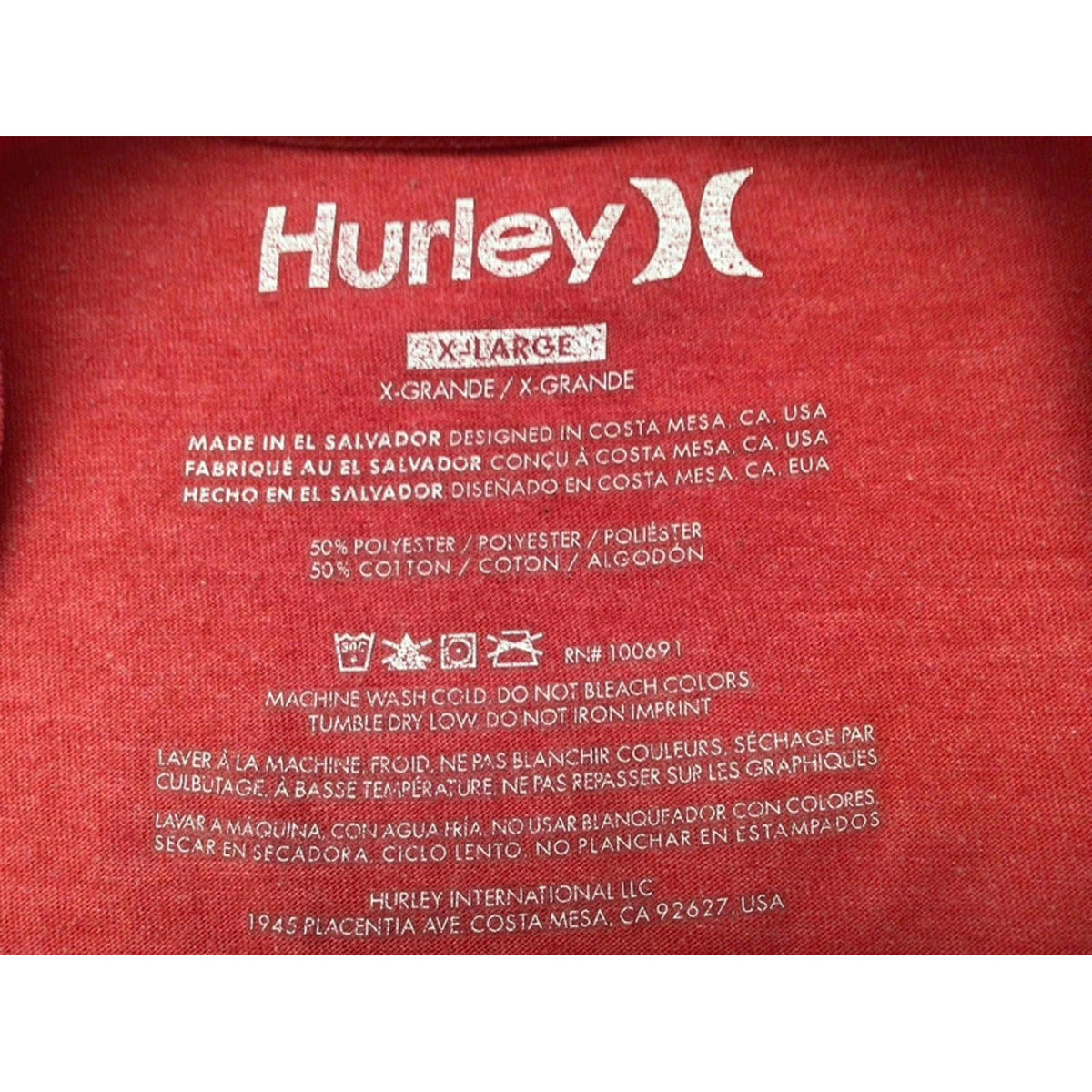 Hurley Y2K Short Sleeve T Shirt Red XL