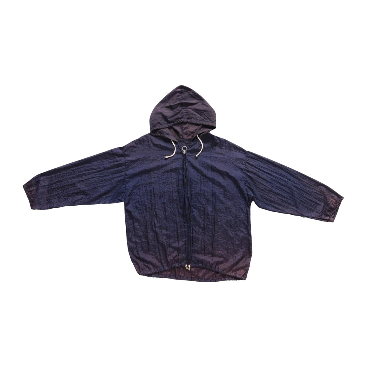Vintage japan y2k Baggy Fit Full Zip Hooded Ombre Windbreaker Navy Brown L