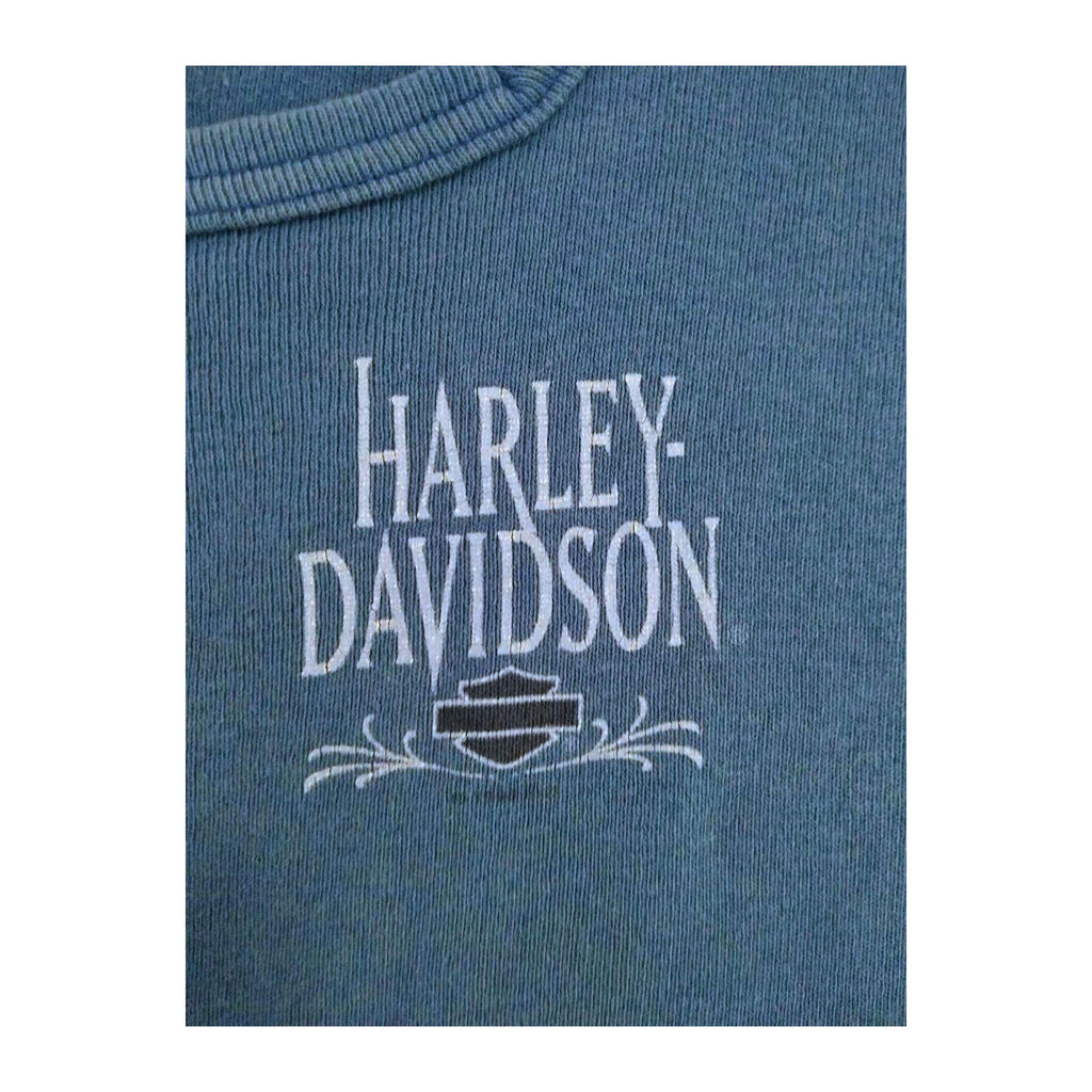 Harley Davidson Women's Sleeveless Henley T Shirt Blue XL