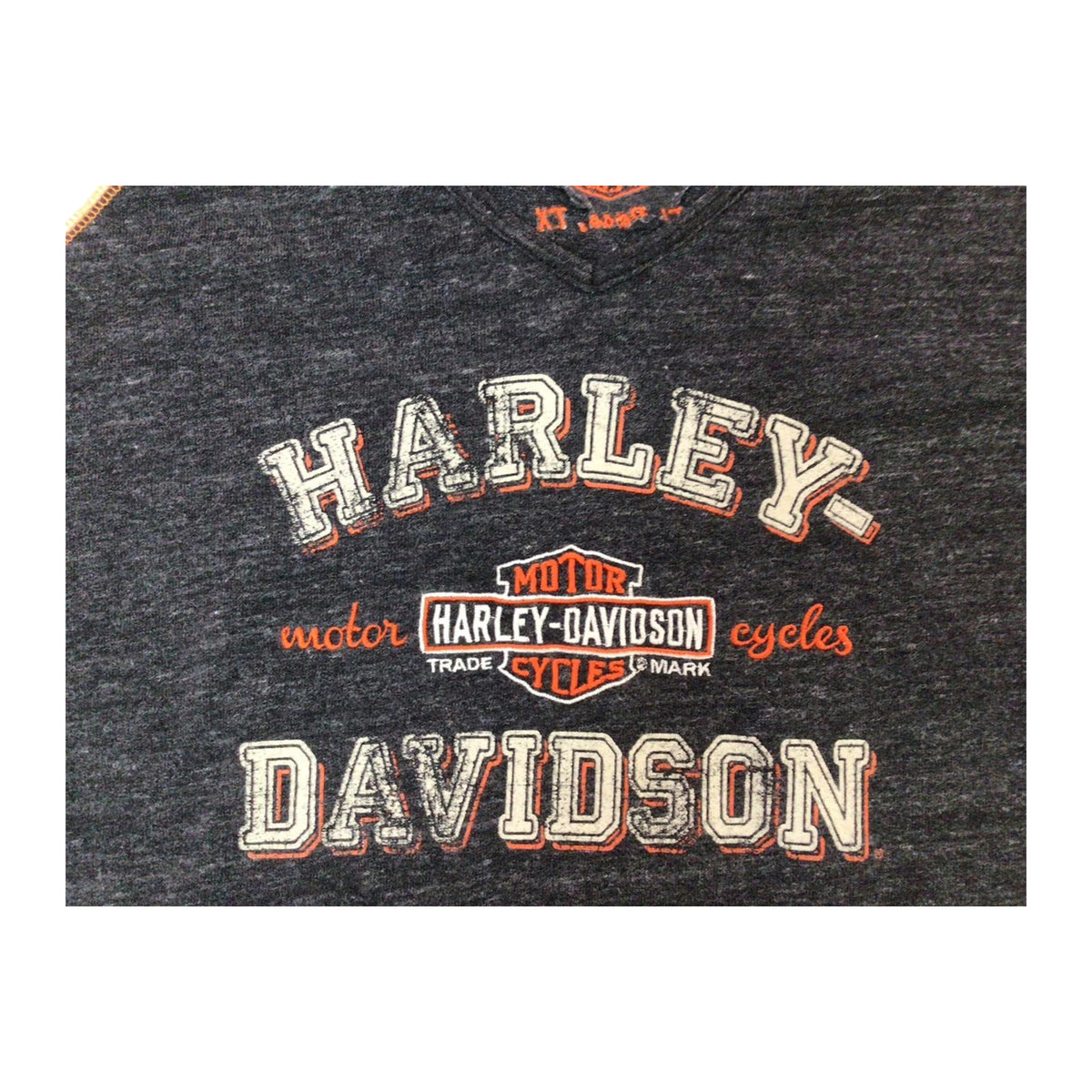 Vintage Harley Davidson Women's Embroidered Logo Long Sleeve T Shirt Grey 2XL