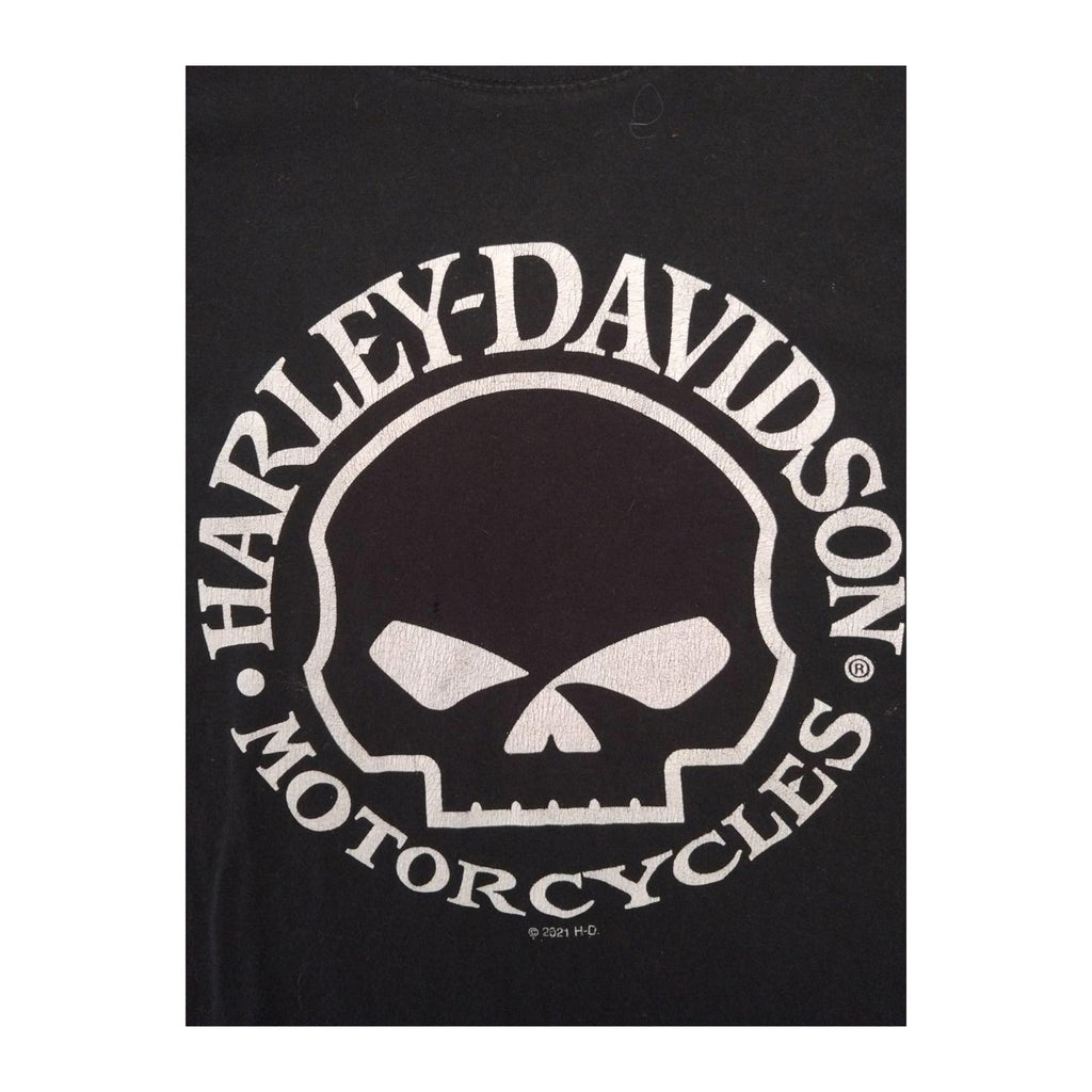 Vintage Harley Davidson Women's Skull Logo Mother Road T Shirt Black M