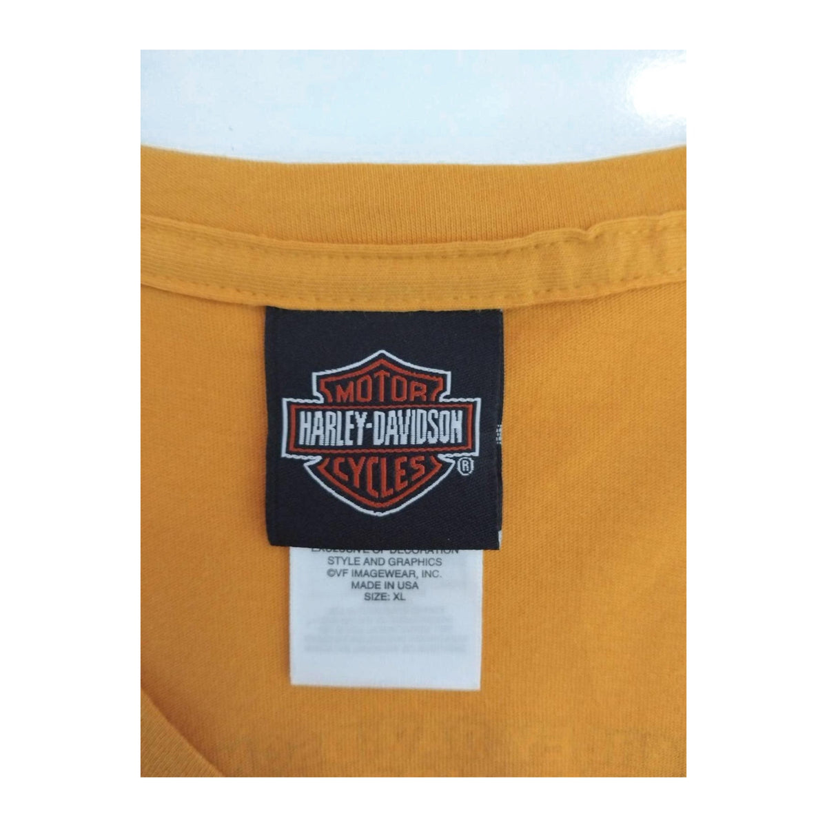 Harley Davidson Women's Short Sleeve V Neck T Shirt Yellow XL