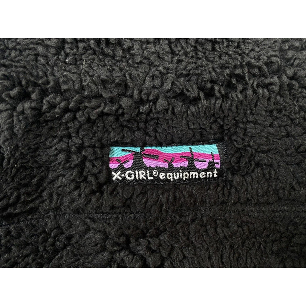 X Girl Equipment Japan Women's Y2K Vintage Full Zip Fleece Hoodie Black M