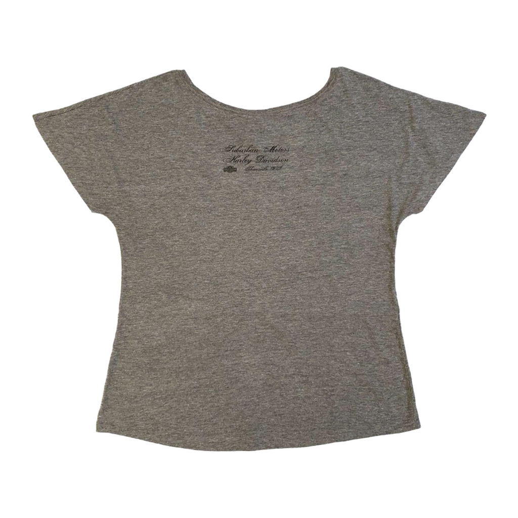 Harley Davidson Women's Bedazzled Eagle Graphic Short Sleeve T Shirt Grey 2XL