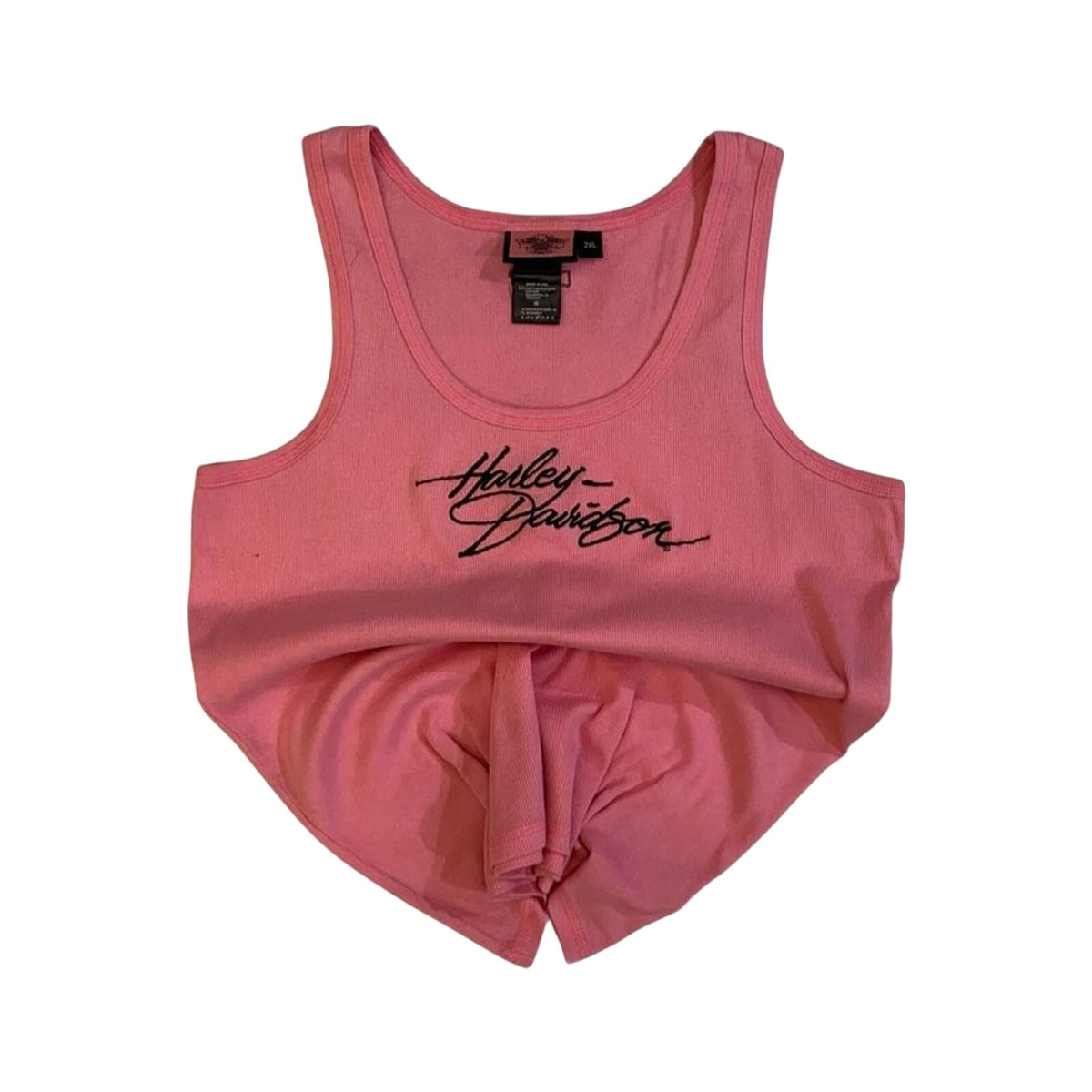 Harley Davidson Women's Embroidered Ribbed Tank Top Pink 2XL made USA