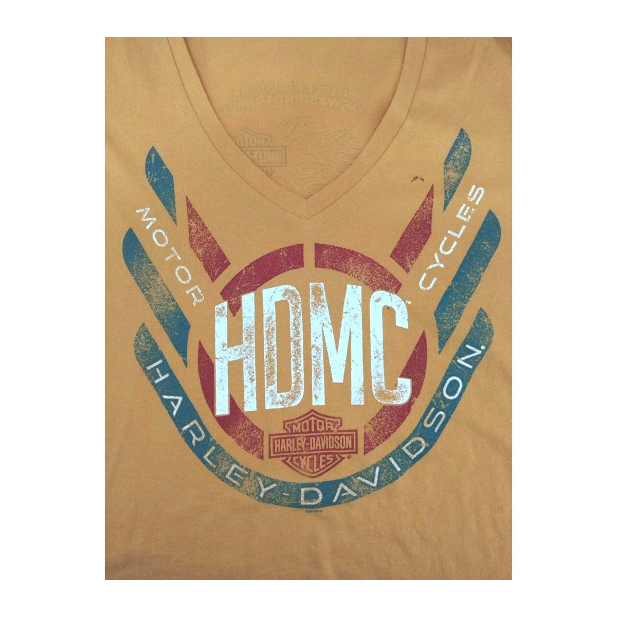 Harley Davidson Women's Short Sleeve V Neck T Shirt Yellow XL