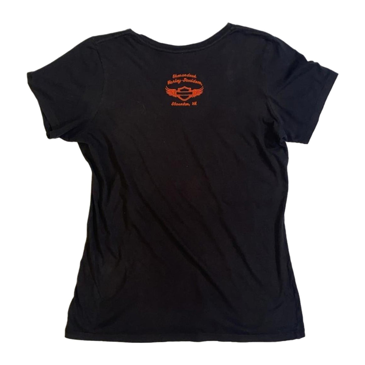 Harley Davidson Women's Embroidered Logo Patch Short Sleeve T Shirt Black XL