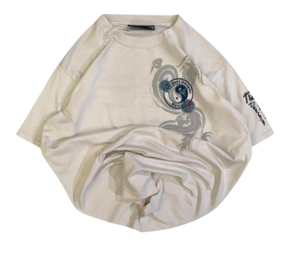 T&C Surf Men's Y2K Dragon Logo Short Sleeve T Shirt White L