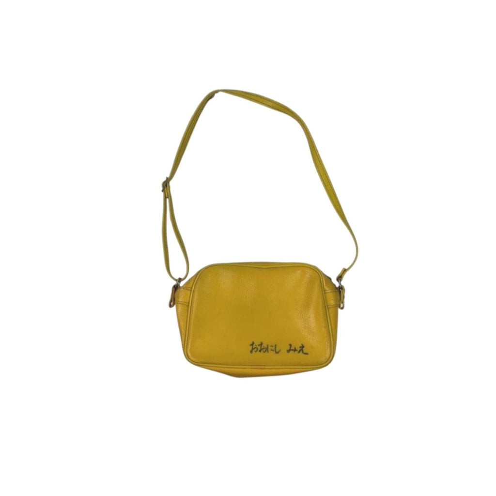 Japanese Vintage Leather School Shoulder Bag Yellow