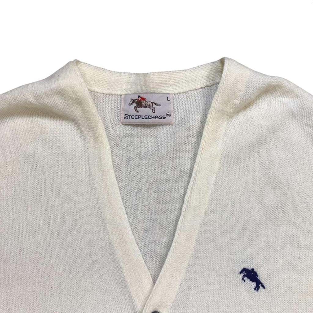 Steeple Chase Vintage 1980's Men's Knit Cardigan White L