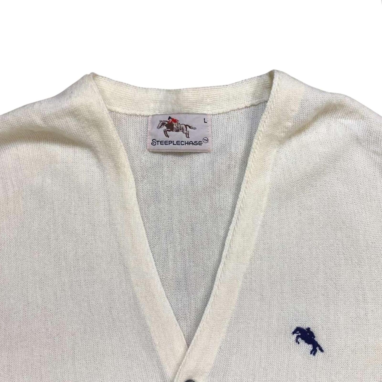 Steeple Chase Vintage 1980's Men's Knit Cardigan White L