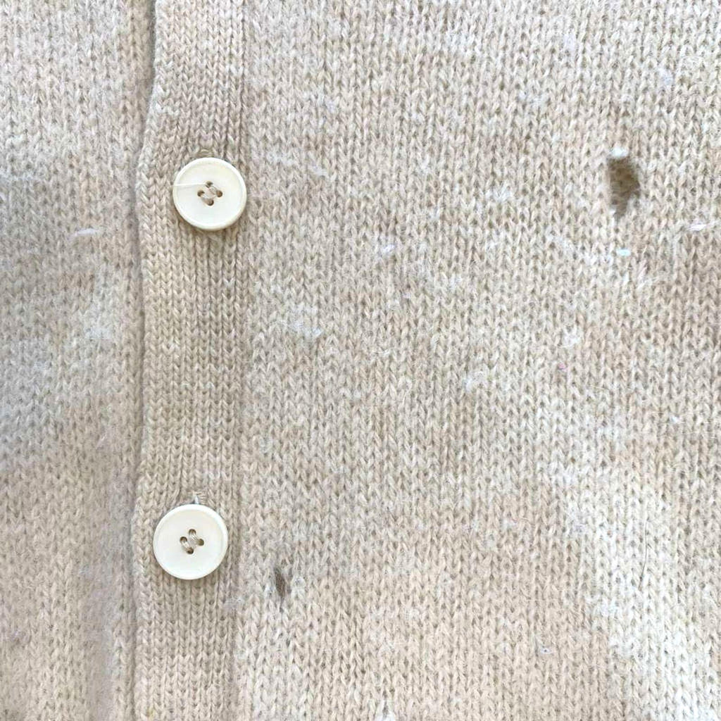 Take 6 Vintage Women's Pure Shetland Wool V Neck Cardigan Cream M
