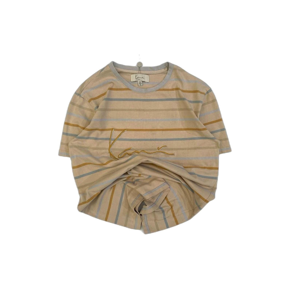 Karl Kani Y2K Baggy Striped Short Sleeve T Shirt Beige L