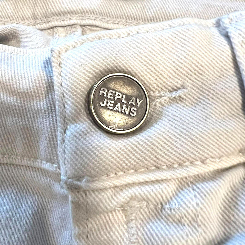 Replay 00s Indie Sleaze Zipper Pocket Skinny Denim Jeans White 4