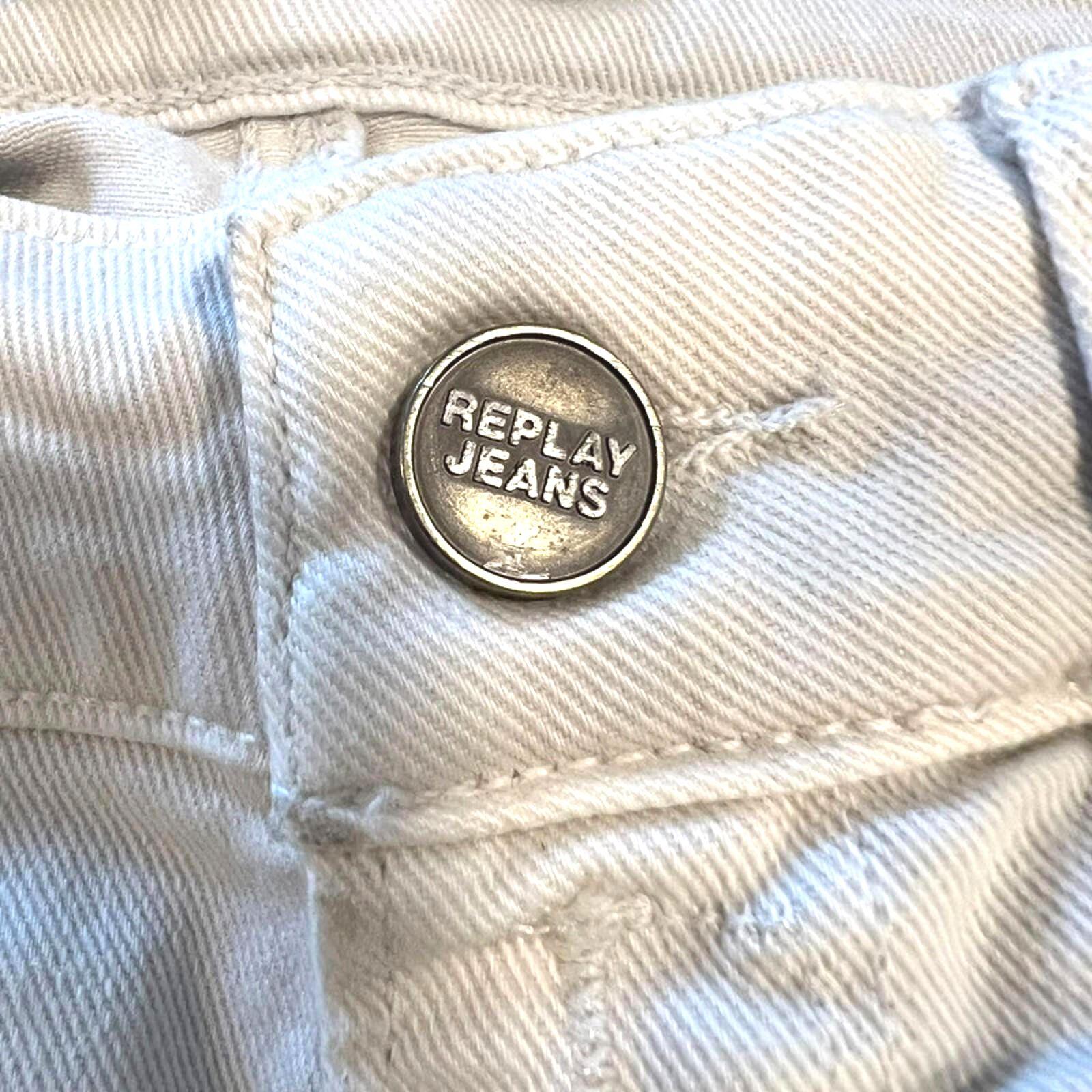 Replay 00s Indie Sleaze Zipper Pocket Skinny Denim Jeans White 4