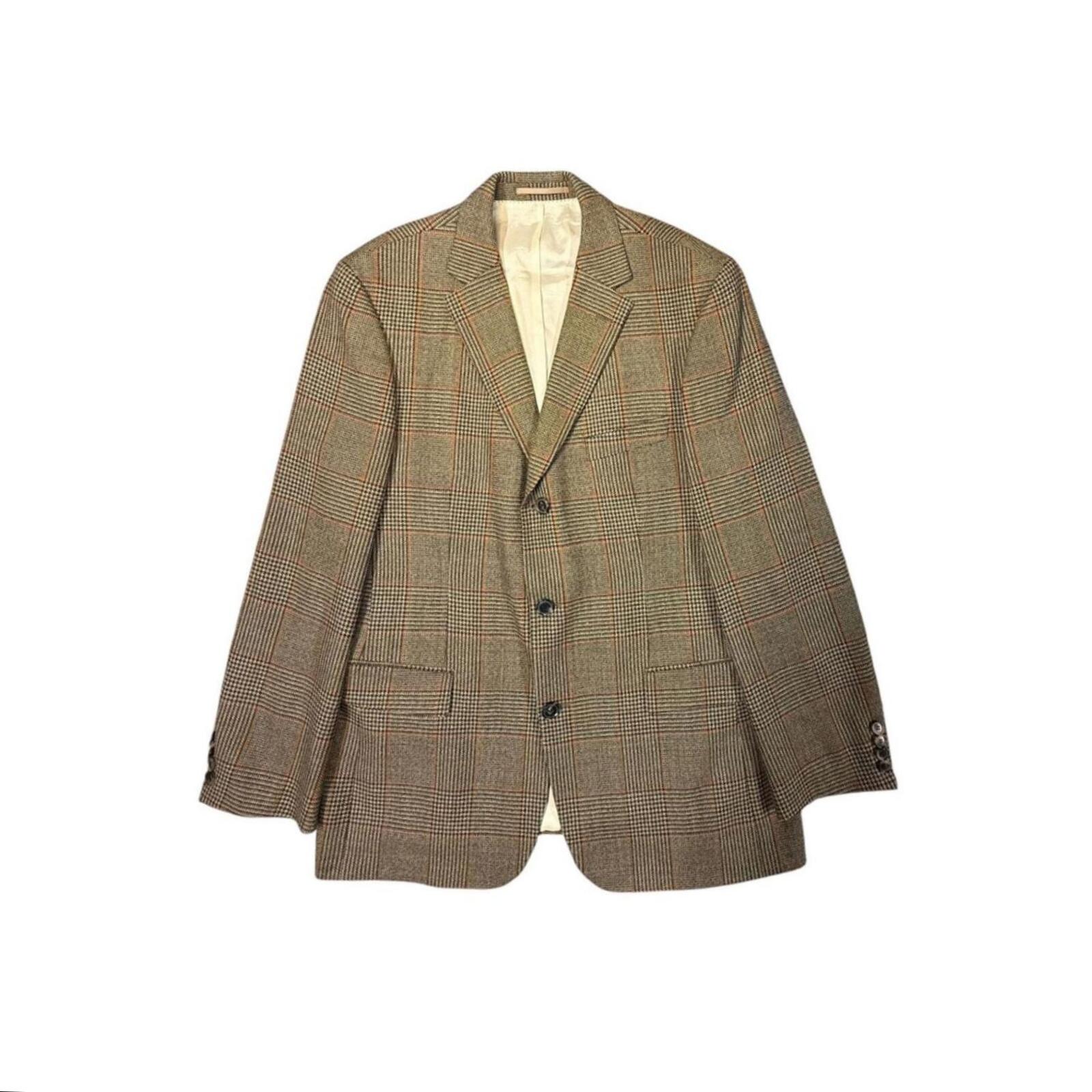 Hugo Boss Blazer Wool Tweed Overcoat Brown L