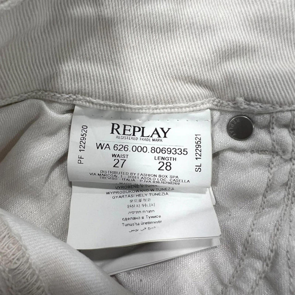 Replay 00s Indie Sleaze Zipper Pocket Skinny Denim Jeans White 4