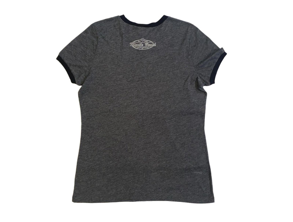 Harley Davidson Women's Contrast Rib Short Sleeve T Shirt Grey 2XL