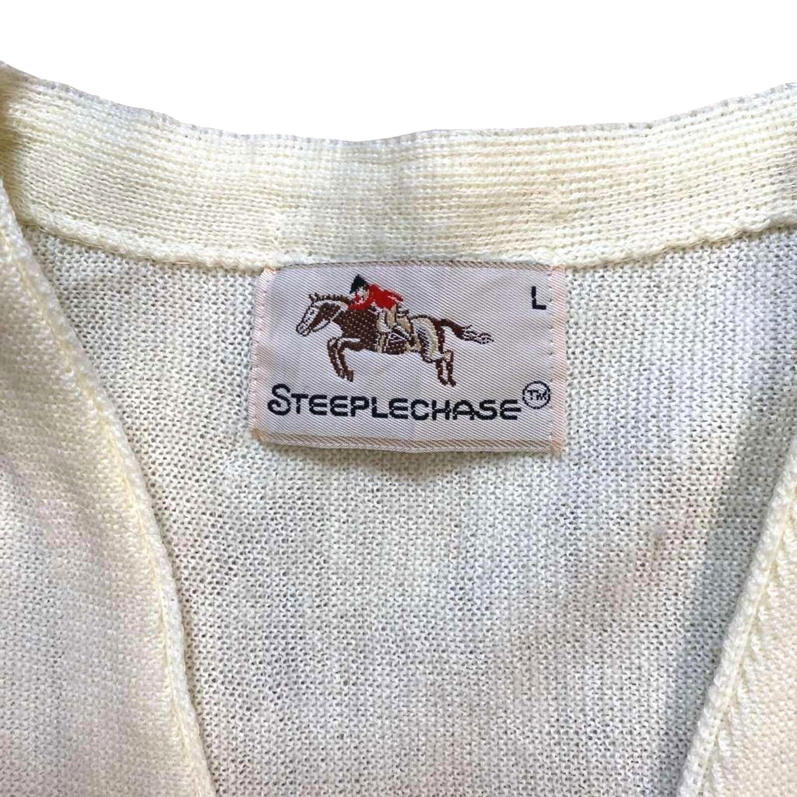 Steeple Chase Vintage 1980's Men's Knit Cardigan White L