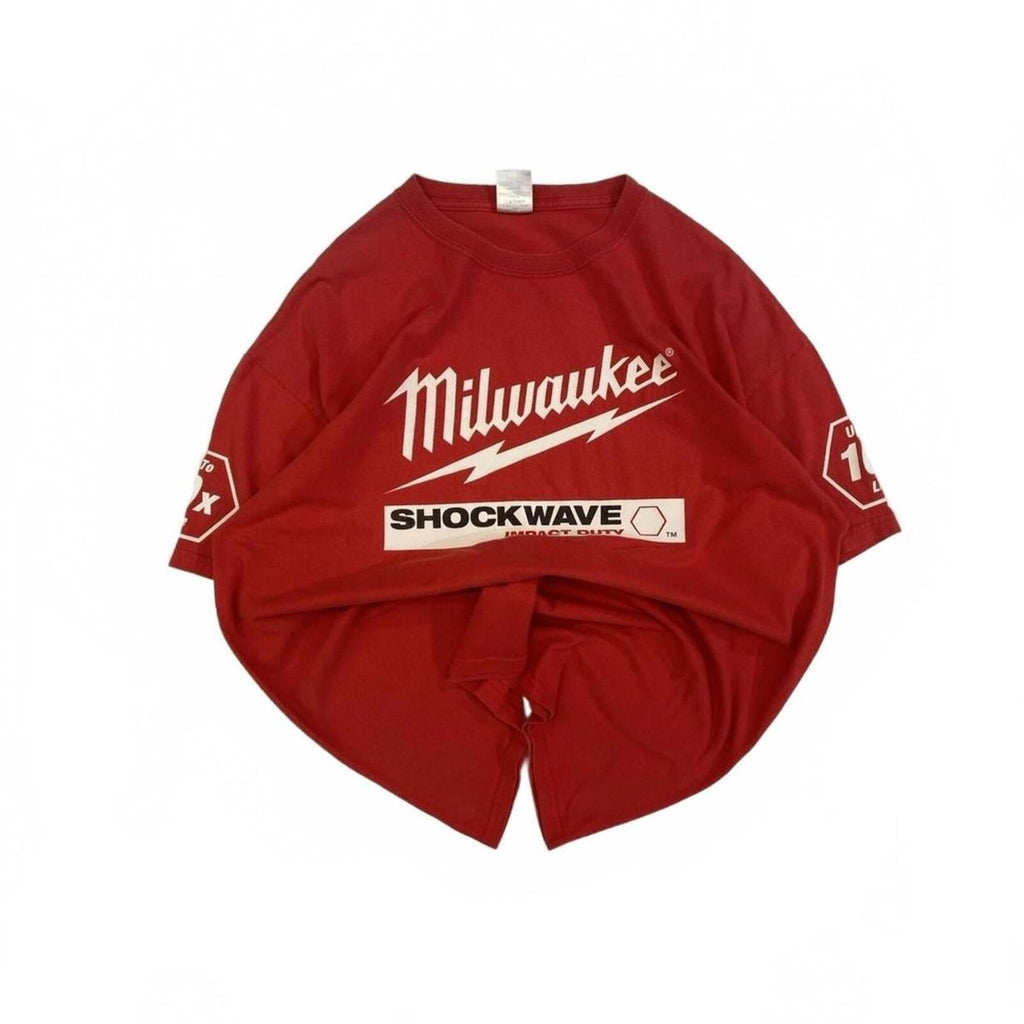 Milwuakee Tools 'My Bit Lasts Longer' Graphic Print Men's Short Sleeve T Shirt Red XL