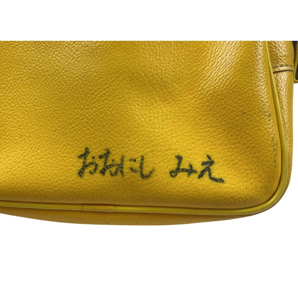 Japanese Vintage Leather School Shoulder Bag Yellow