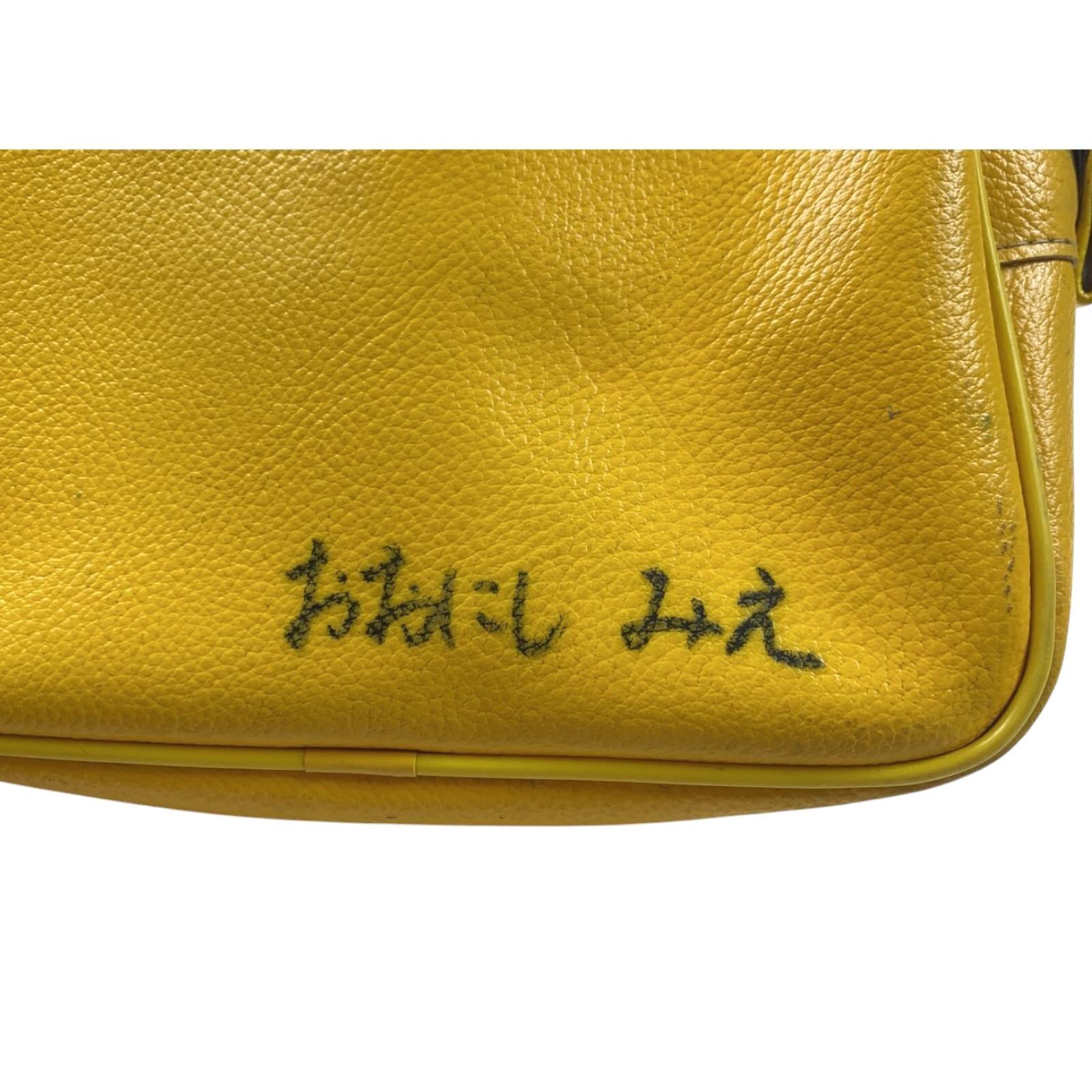 Japanese Vintage Leather School Shoulder Bag Yellow