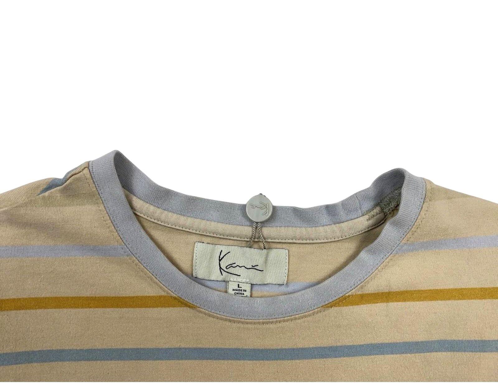 Karl Kani Y2K Baggy Striped Short Sleeve T Shirt Beige L