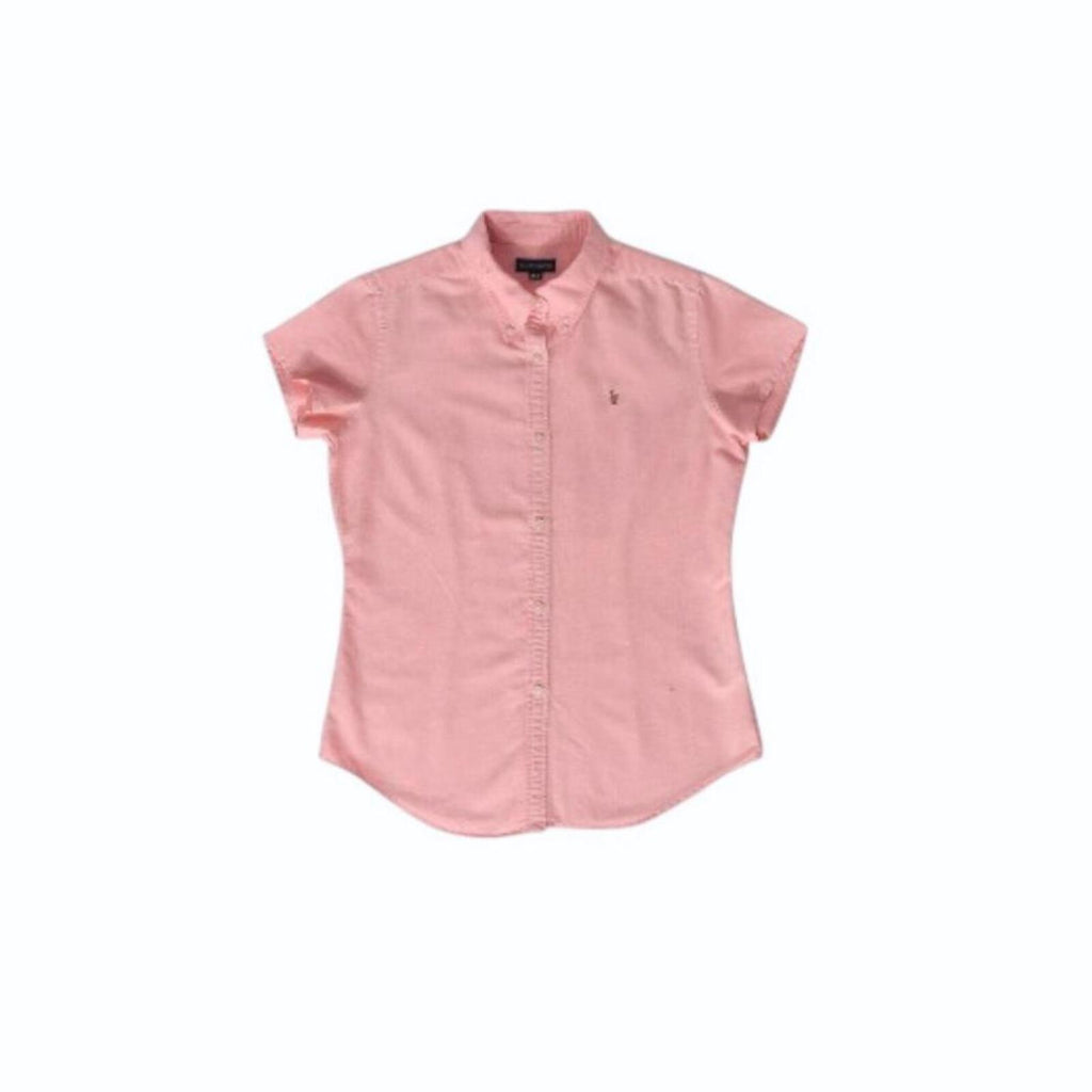 Ralph Lauren Women's Short Sleeve Cotton Button Down Shirt Pink XS