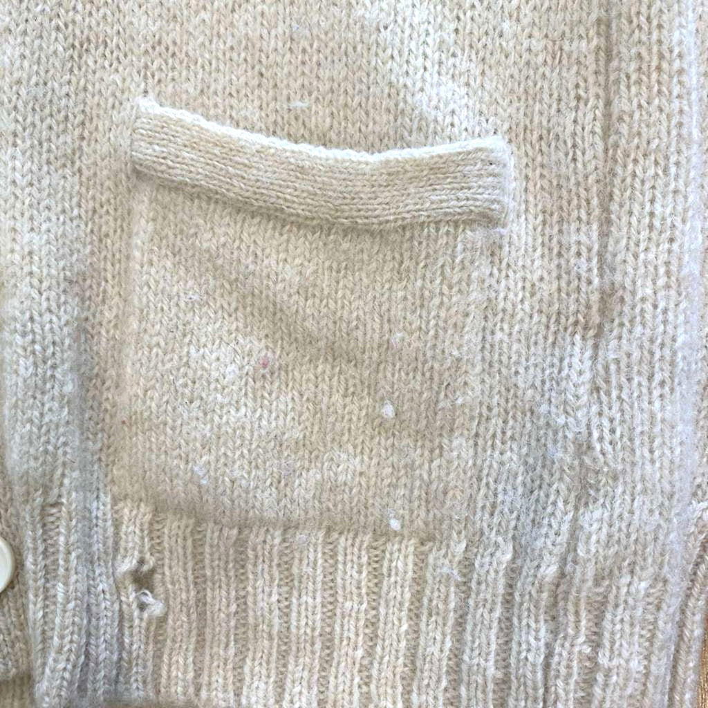 Take 6 Vintage Women's Pure Shetland Wool V Neck Cardigan Cream M