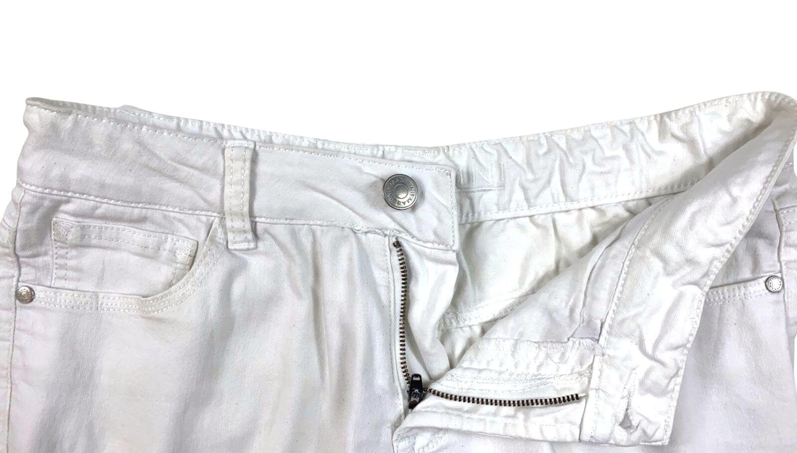 Massini Women's Cropped Capri Classic Denim Jeans White 6