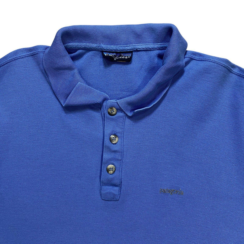 Vintage Patagonia Polo Shirt 1990's Bright Blue Size L